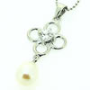 Sterling Silver Pendant/Charm with Pearl, 34x13mm, Sold by PC