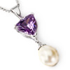 Sterling Silver Pendant/Charm with Pearl, 26x8mm, Sold by PC