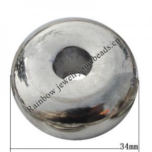 Jewelry findings, CCB plastic Donut platina plated, 34mm Hole:9mm, Sold by Bag