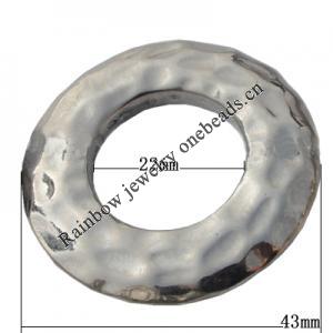 Jewelry findings, CCB plastic Donut platina plated, 43x22mm, Sold by Bag