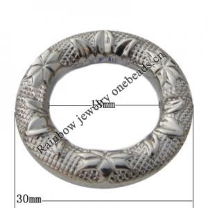 Jewelry findings, CCB plastic Donut platina plated, 30x18mm, Sold by Bag