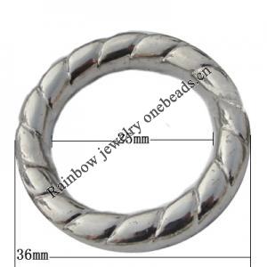 Jewelry findings, CCB plastic Donut platina plated, 36x25mm, Sold by Bag