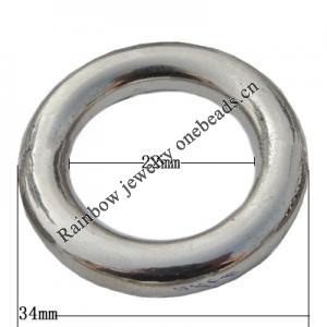Jewelry findings, CCB plastic Donut platina plated, 34x22mm, Sold by Bag
