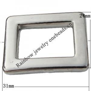 Jewelry findings, CCB plastic Jumprings platina plated, Rectangle 31x24mm Hole:1.5mm, Sold by Bag