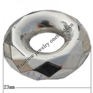 Jewelry findings, CCB plastic Donut platina plated, 23x9mm, Sold by Bag