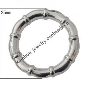 Jewelry findings, CCB plastic Donut platina plated, 25x17mm, Sold by Bag