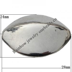 Jewelry findings, CCB plastic Beads platina plated, 28x24mm Hole:2mm, Sold by Bag