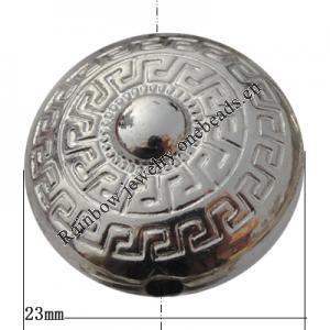 Jewelry findings, CCB plastic Beads platina plated, 23mm Hole:2.5mm, Sold by Bag