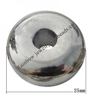 Jewelry findings, CCB plastic European style Beads platina plated, 25mm Hole:6mm, Sold by Bag