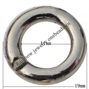 Jewelry findings, CCB plastic Donut platina plated, 19x11mm, Sold by Bag