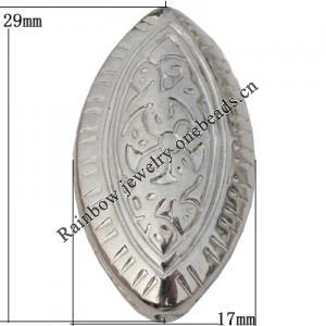Jewelry findings, CCB plastic Beads platina plated, Horse Eye 29x17mm Hole:1mm, Sold by Bag