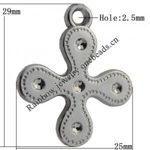 Jewelry findings, CCB plastic Pendant platina plated, Cross 29x25mm Hole:2.5mm, Sold by Bag