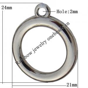 Jewelry findings, CCB plastic Pendant platina plated, 24x21mm Hole:2mm, Sold by Bag