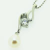 Sterling Silver Pendant/Charm with Pearl, 30x8mm, Sold by PC