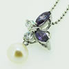 Sterling Silver Pendant/Charm with Pearl, 20x12mm, Sold by PC