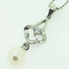 Sterling Silver Pendant/Charm with Pearl, 91x9.5mm, Sold by PC
