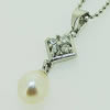 Sterling Silver Pendant/Charm with Pearl, 26x7mm, Sold by PC