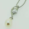 Sterling Silver Pendant/Charm with Pearl, 23x5.5mm, Sold by PC