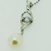 Sterling Silver Pendant/Charm with Pearl, 28x7mm, Sold by PC