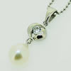 Sterling Silver Pendant/Charm with Pearl, 28x7mm, Sold by PC