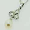 Sterling Silver Pendant/Charm with Pearl, 27x8mm, Sold by PC