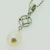 Sterling Silver Pendant/Charm with Pearl, 25x6.5mm, Sold by PC