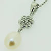 Sterling Silver Pendant/Charm with Pearl, 25x6mm, Sold by PC