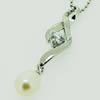 Sterling Silver Pendant/Charm with Pearl, 32x8mm, Sold by PC