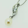 Sterling Silver Pendant/Charm with Pearl, 24x7mm, Sold by PC