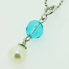 Sterling Silver Pendant/Charm with Pearl, 26x6mm, Sold by PC