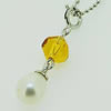 Sterling Silver Pendant/Charm with Pearl, 26x6mm, Sold by PC