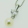 Sterling Silver Pendant/Charm with Pearl, 20x6mm, Sold by PC