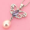 Sterling Silver Pendant/Charm with Pearl, 28x17mm, Sold by PC