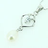 Sterling Silver Pendant/Charm with Pearl, 26x10mm, Sold by PC