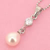 Sterling Silver Pendant/Charm with Pearl, 23x6.6mm, Sold by PC