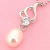 Sterling Silver Pendant/Charm with Pearl, 23x7.4mm, Sold by PC