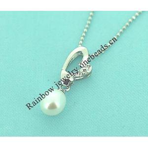 Sterling Silver Pendant/Charm with Pearl, 22x7mm, Sold by PC