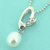 Sterling Silver Pendant/Charm with Pearl, 22x7mm, Sold by PC