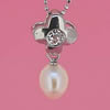 Sterling Silver Pendant/Charm with Pearl, 20x9.5mm, Sold by PC