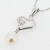 Sterling Silver Pendant/Charm with Pearl, 26x10.5mm, Sold by PC