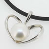 Sterling Silver Pendant/Charm with Pearl, 18x19.5mm, Sold by PC