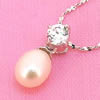 Sterling Silver Pendant/Charm with Pearl, 14x5.5mm, Sold by PC