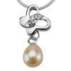 Sterling Silver Pendant/Charm with Pearl, 20x9mm, Sold by PC