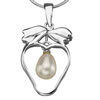 Sterling Silver Pendant/Charm with Pearl, 26x14mm, Sold by PC