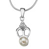 Sterling Silver Pendant/Charm with Pearl, 21x7.5mm, Sold by PC