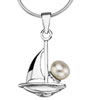 Sterling Silver Pendant/Charm with Pearl, 20x12mm, Sold by PC