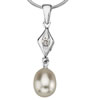 Sterling Silver Pendant/Charm with Pearl, 27x6mm, Sold by PC
