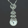 Sterling Silver Pendant/Charm with Pearl, 30x10mm, Sold by PC