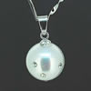 Sterling Silver Pendant/Charm with Pearl, 18x10mm, Sold by PC