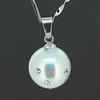 Sterling Silver Pendant/Charm with Pearl, 18x10mm, Sold by PC